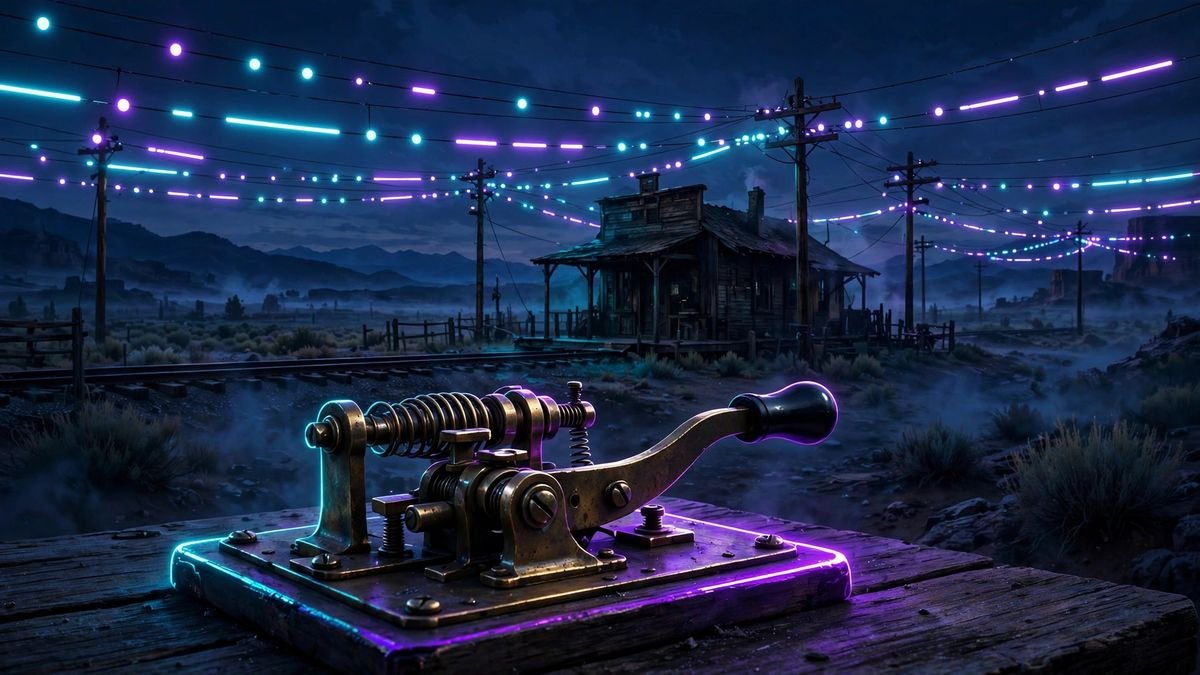 Antique railroad telegraph office with vintage equipment from the American morse code era