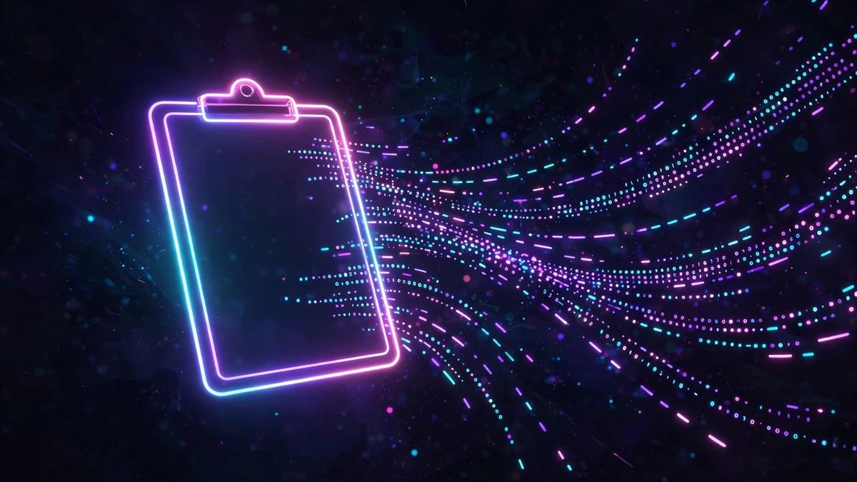 Morse code dots and dashes being copied and pasted as text on a glowing screen